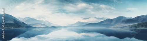 An image of a tranquil, still lake reflecting the surrounding mountains and sky, offering a serene and picturesque texture background for your projects © Abdul