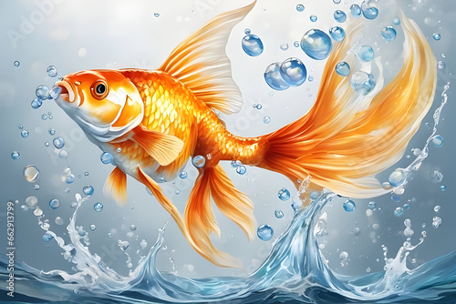 goldfish jumping out of water © Dhanuja