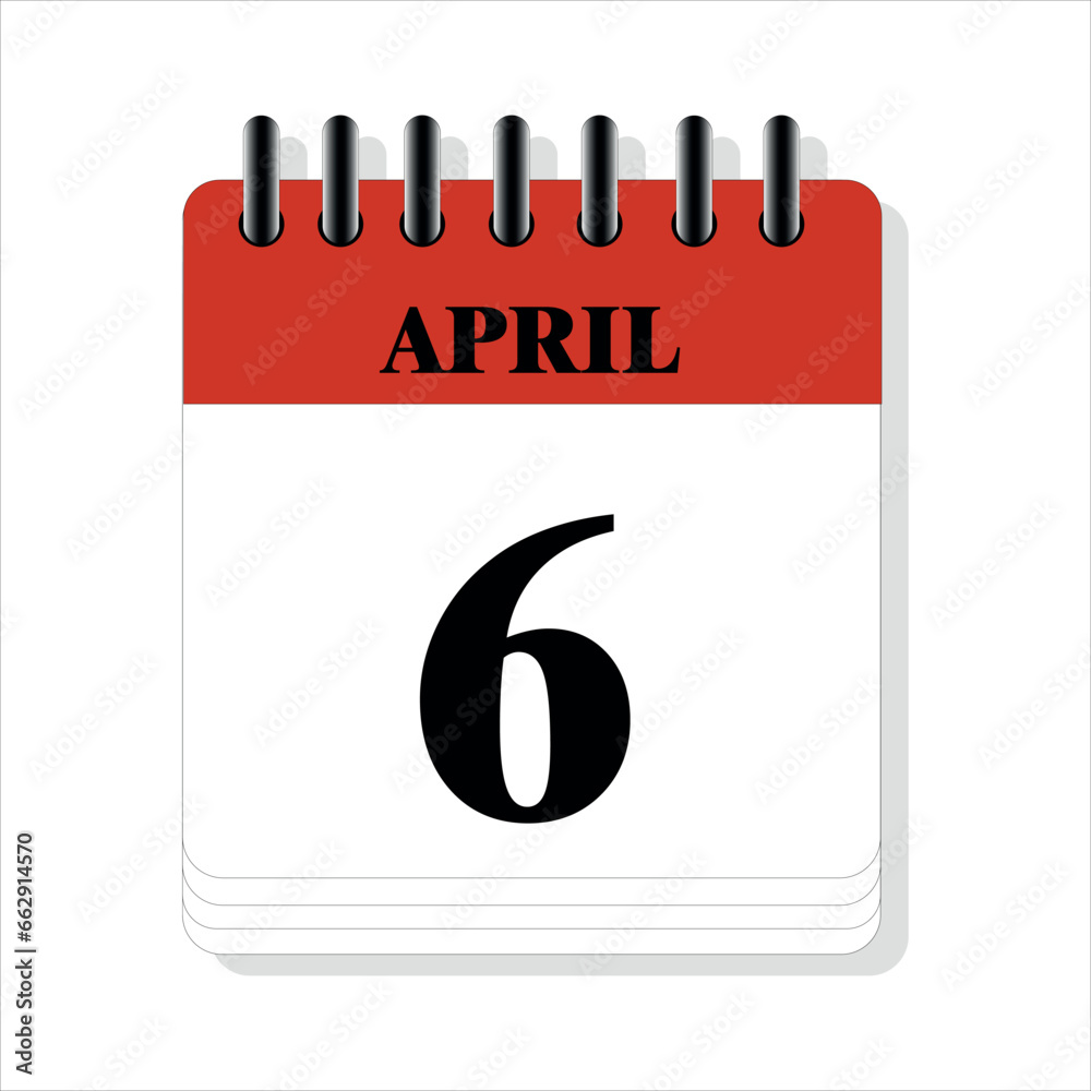 April 6 calendar date design April 6 calendar date design