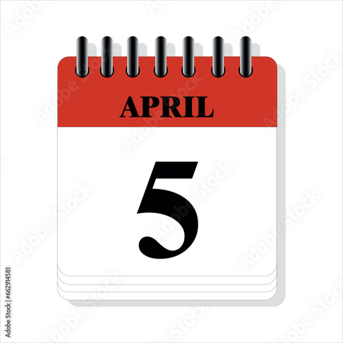 April 5 calendar date design