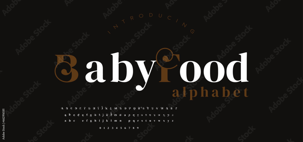 Baby  luxury elegant typography vintage serif font wedding invitation logo music fashion property - obrazy, fototapety, plakaty 