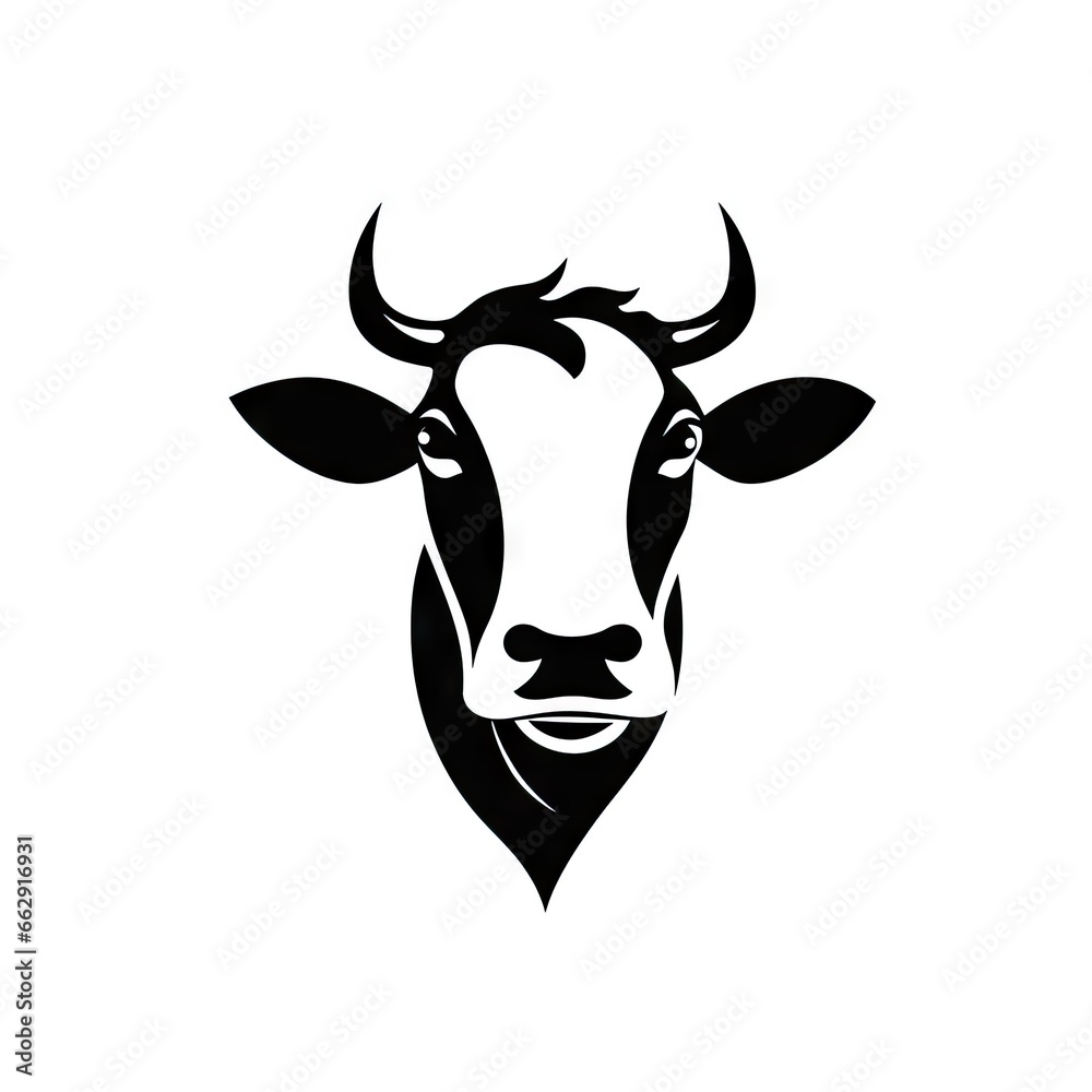 Cow Head Icon, Cattle Symbol, Milk Farm Logo, Minimal Cow Portrait
