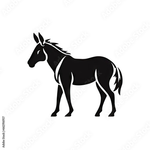 Donkey on white background AI generative illustration