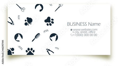 Grooming salon dog and cat business card unique concept