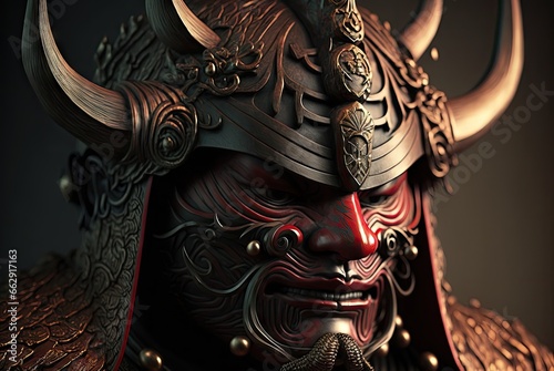 Angry Japanese demon mask AI generative illustration