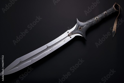Digital illustration of adorned medieval knife, antique style. Generative AI