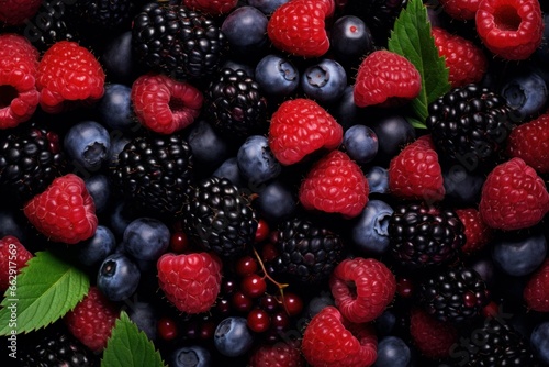 Nutritious Berries red fruits mix. Food diet. Generate Ai