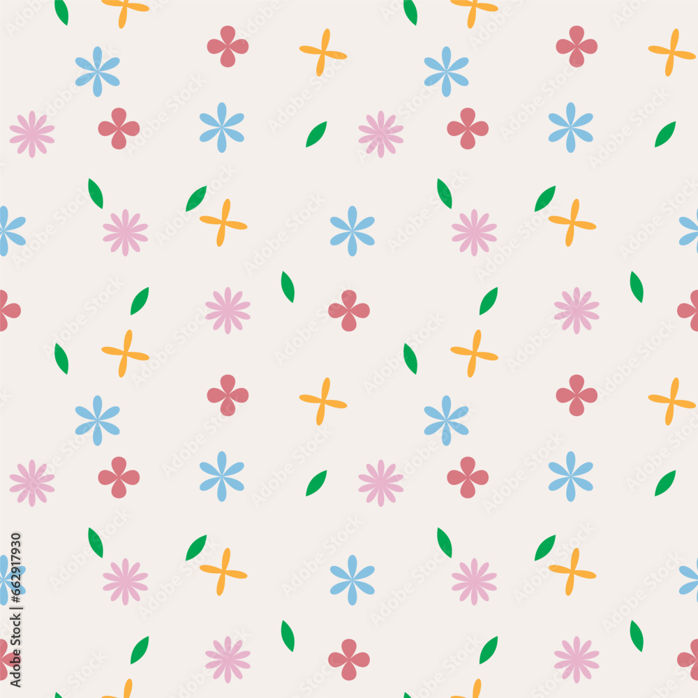 Handdrawn Minimal Flower and Leaf Pattern Handdrawn Minimal Flower and Leaf Pattern