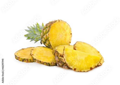 Cut fresh juicy pineapple isolated on white