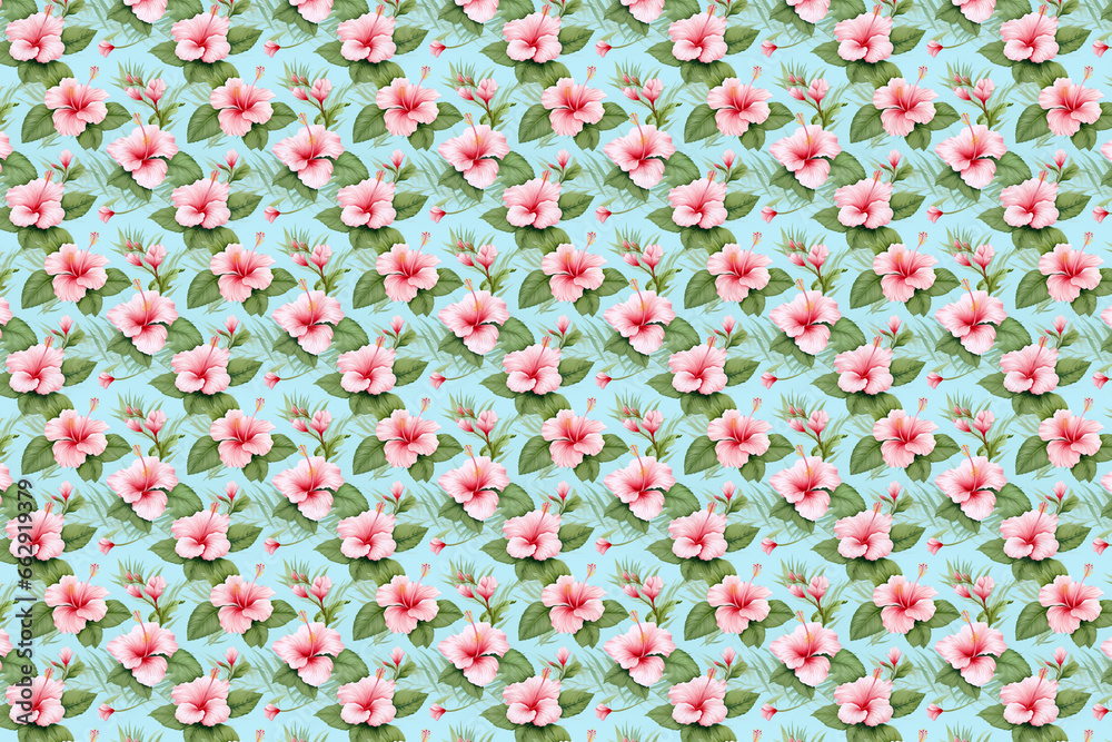 pastel pink and green hibiscus flowers seamless pattern pastel pink and green hibiscus flowers seamless pattern