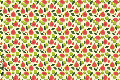 guava tropical fruit seamless pattern