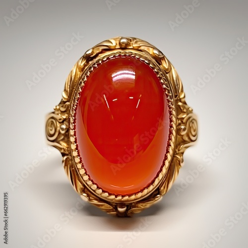 golden ring with cornelian 