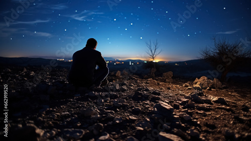 Lonely vigil: Glimmering stars watch over a bomb-cratered Syrian landscape 