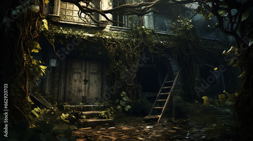 An abandoned, vine-covered home breeds a sense of wistfulness and spectral recollections.