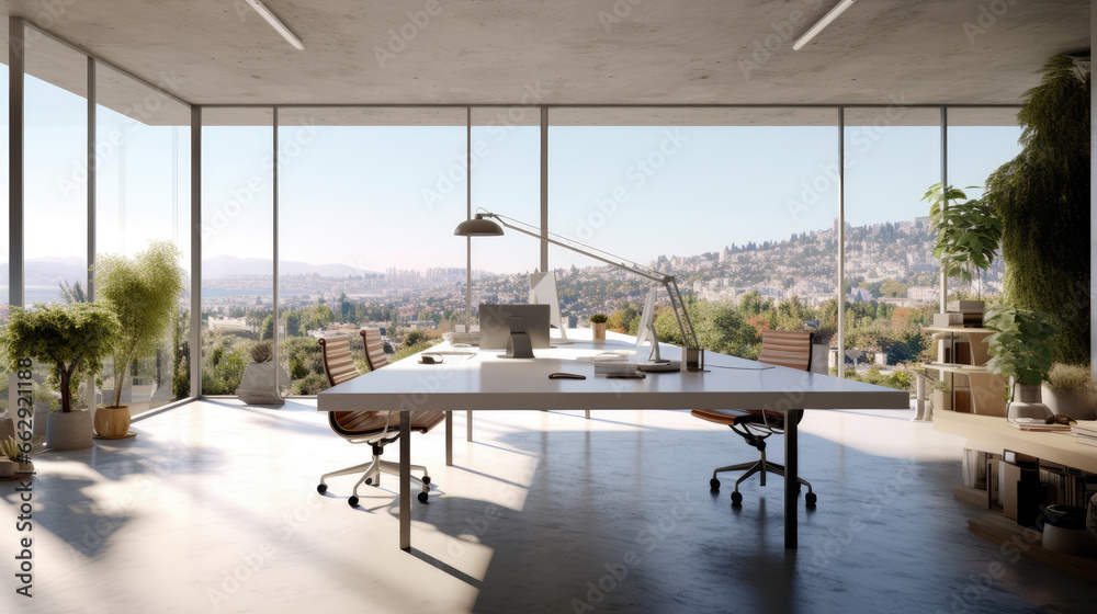 Fototapeta premium Minimalist design concrete office space