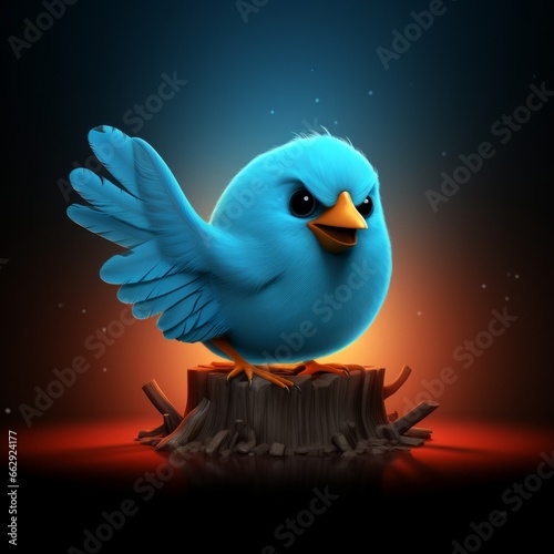 blue little evil bird