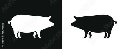 Pig logo. Isolated pig on white background