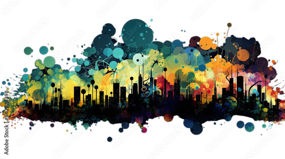 City skyline skyscrapers with splash of creative color vector design logo illustration. Ai generated City skyline skyscrapers with splash of creative color vector design logo illustration. Ai generated