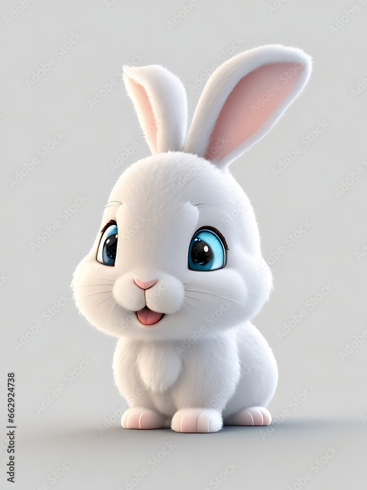 Obraz premium A white Rabbit Ai generated, Hare Happy life.
