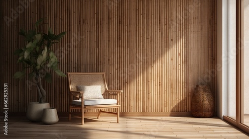 A wall texture inspired by the natural beauty of bamboo, with its distinct grain and warm hues, lending an organic touch to a room