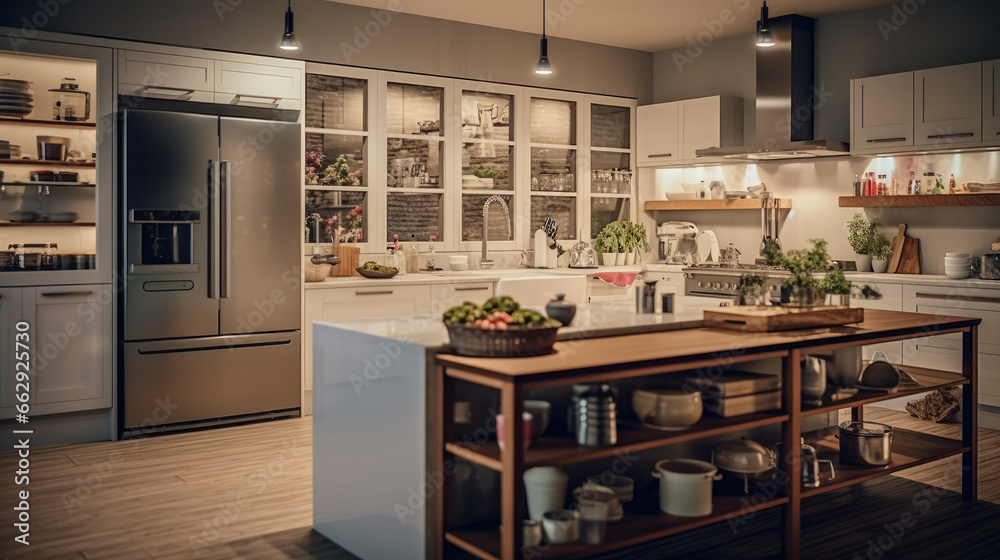 A modern kitchen complete with all furnishings A modern kitchen complete with all furnishings