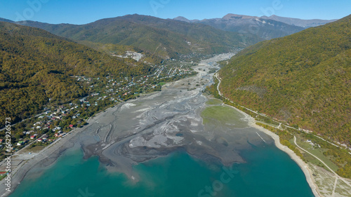 view of the river in the Caucasus Mountains