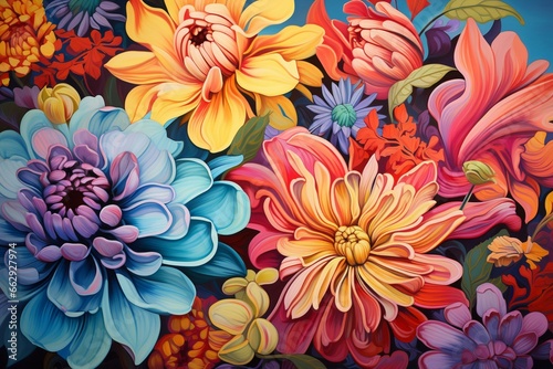 Vibrant floral artwork. Generative AI
