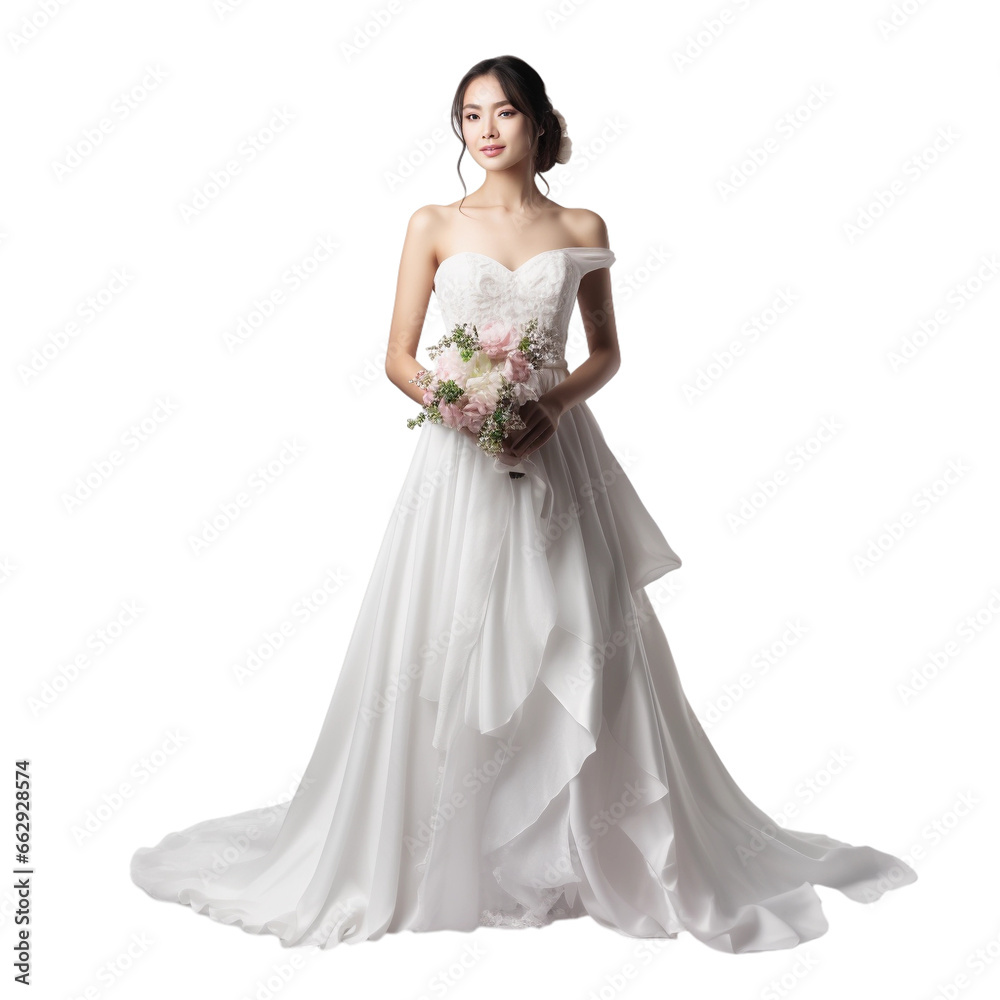 bride in white wedding dress isolated on transparent background bride in white wedding dress isolated on transparent background