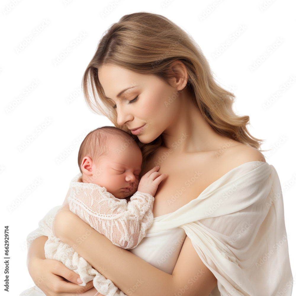 mother and baby isolated on transparent background