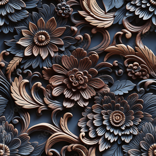 Arabesque template texture of Wood Carvings (Tile)