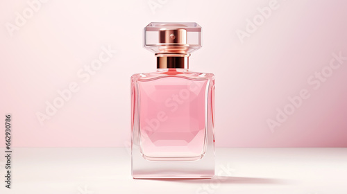 Pink blank perfume glass bottle mockup design. Cosmetic product image
