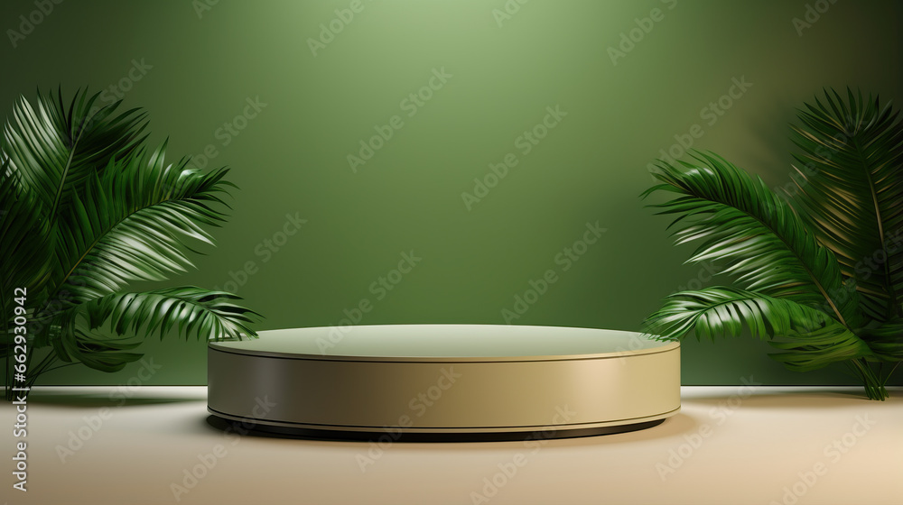 Platform round podium with plant product presentation background Platform round podium with plant product presentation background