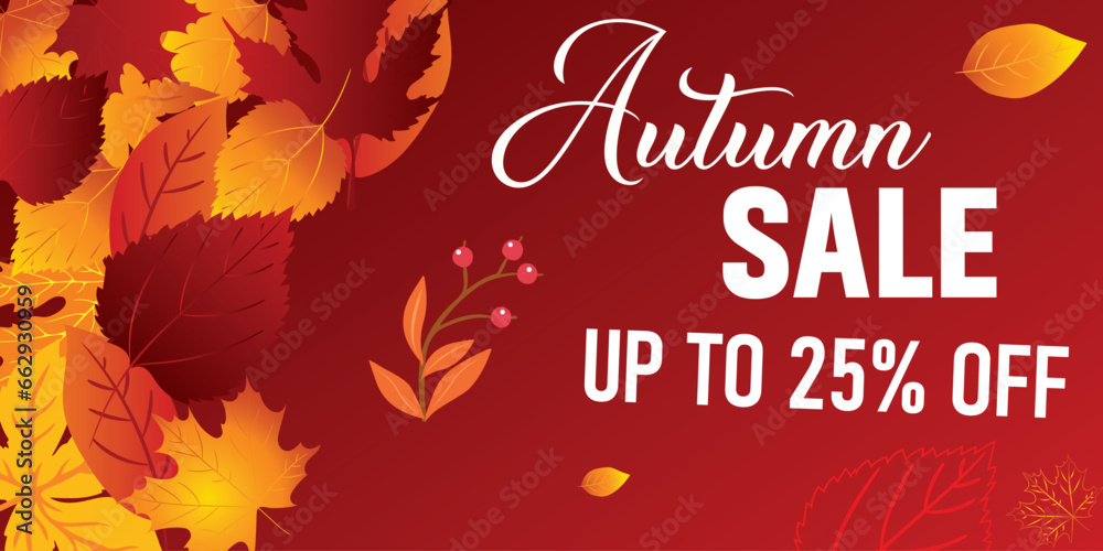 Obraz premium Autumn sale background layout decorate with leaves for shopping sale. fall sale, Autumn sale 