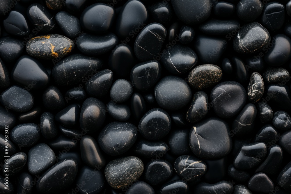 Smooth Black stones background. Wall rock. Generate Ai