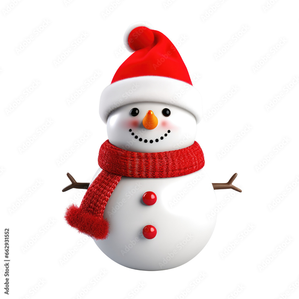 Snowman Christmas and New Year decoration clipart for design isolated on transparent background