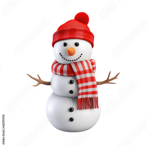 Snowman Christmas and New Year decoration clipart for design isolated on transparent background