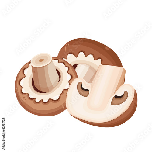 Champignon mushrooms ,Cartoon vector icon isolated on white background.