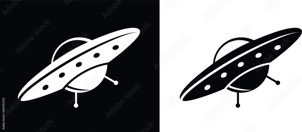 Flying saucer logo. Isolated flying saucer on white background - obrazy, fototapety, plakaty 