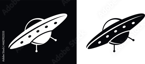 Flying saucer logo. Isolated flying saucer on white background