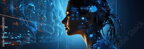 biometric identification of female human face. Innovative scanning technology
