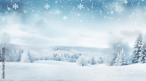 fundo de floco de neve na bela paisagem natural de inverno © Alexandre