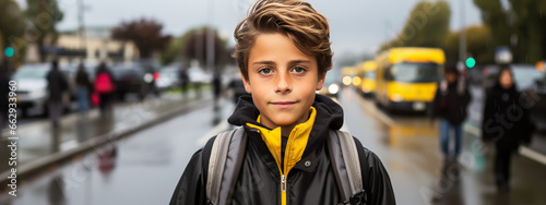 Portrait of cheerful international student with backpack. Education concept © alexkich