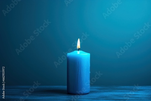 Serene Blue candle background. Flame advent light. Generate Ai