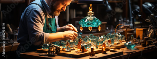 A jeweler works with a piece of jewelry
