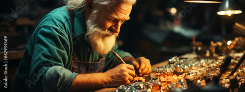 A jeweler works with a piece of jewelry