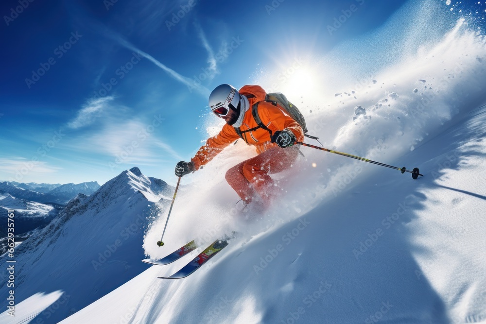 Skier skiing down a mountain slope 