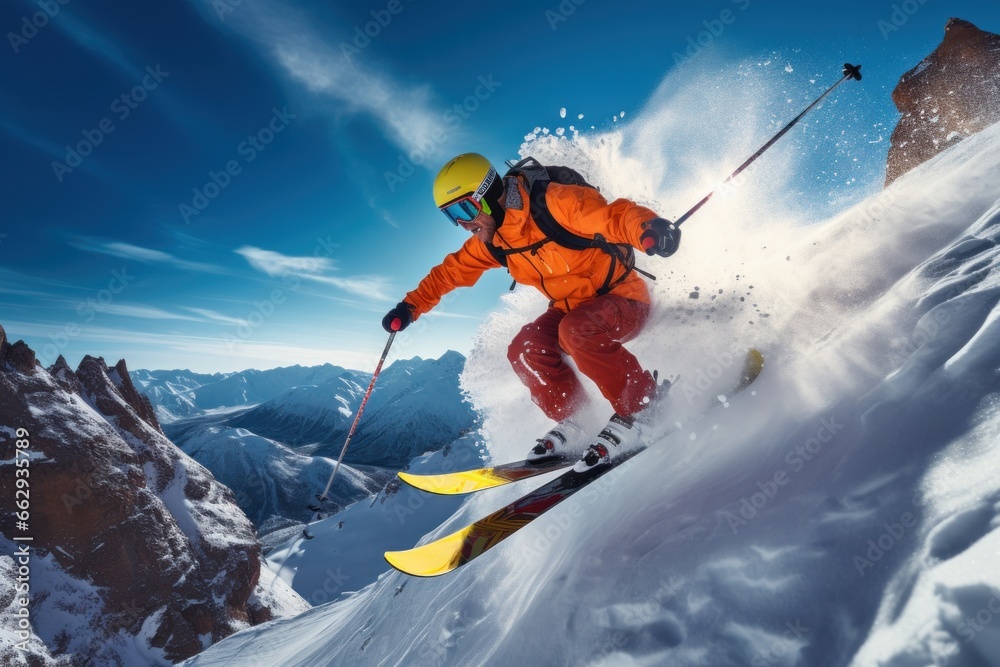 Skier skiing down a mountain slope 
