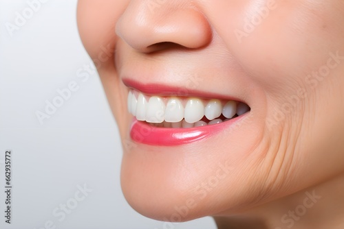 woman s smile close up  white teeth