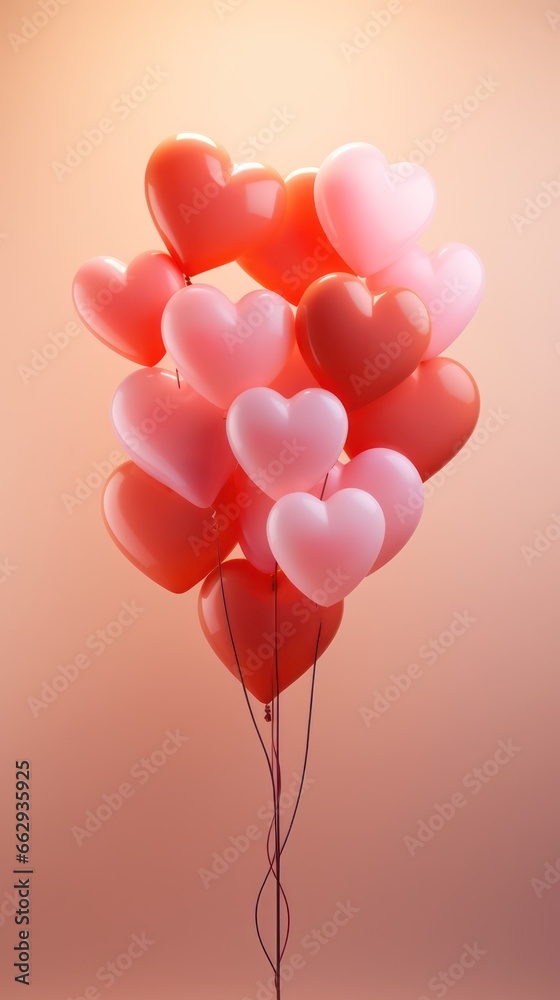 Potrait valentine's background with heart love balloons and a beautiful pink color, perfect for greeting cards, wedding invitations, romantic February gifts, presents, and banners.