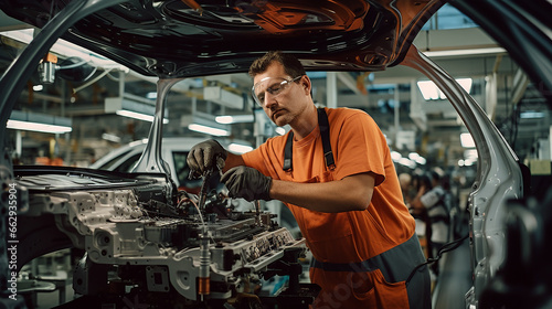 homem trabalhador na indústria automobilística